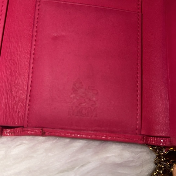 Authentic MCM Pink Leather Studded Logo
Motifs Trifold Wallet with keychain EUC - Picture 7 of 12
